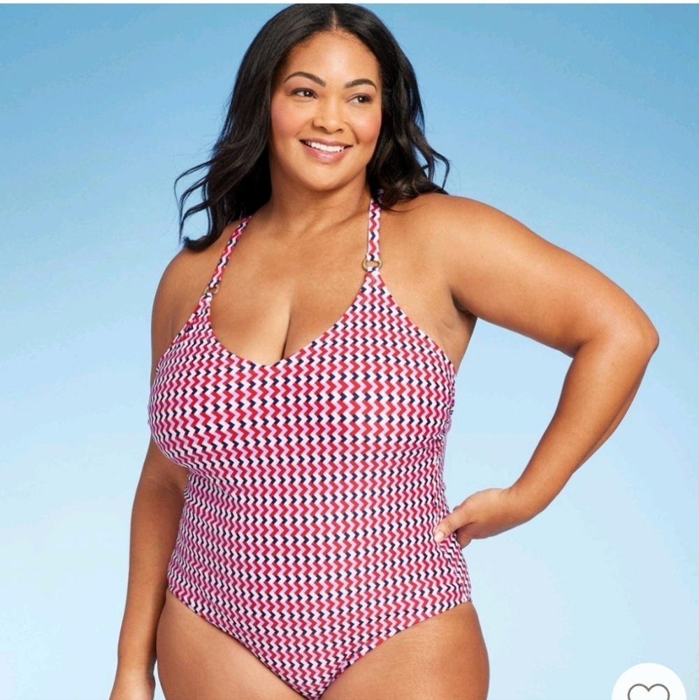 Women's 18 Wide Ribbed Ring Med. Coverage 1 Piece Swimsuit-Kona Sol Multi Colors